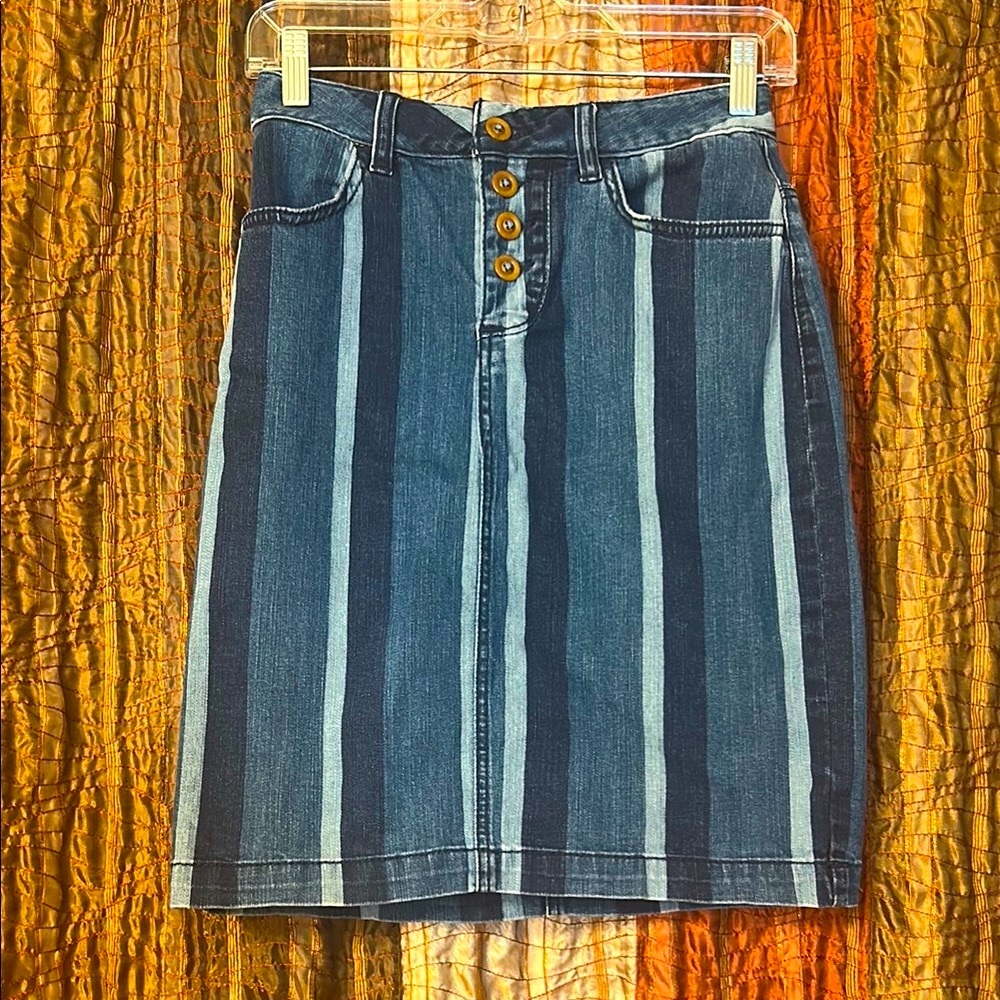 Maeve Anthropologie Striped Denim Skirt
